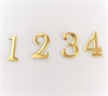Guldfarvede kalender tal 1-2-3-4 Lige til at klæbe på dit lys, eller som kortpynt. Højde ca. 2,2 cm.